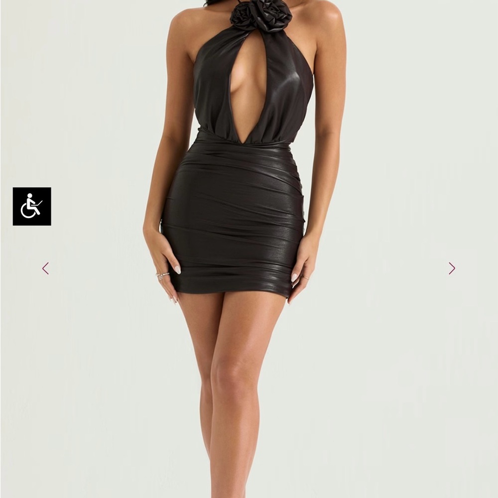 OLIVIA Bitter Chocolate Vegan Leather Mini Dress